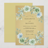 Senf-Eis-Pfingstrosen-Hochzeit Einladung (Vorne/Hinten)
