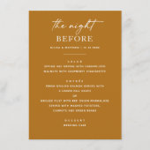 Senf Fall Probe Abendessen. Nacht vor der Moderne Menükarte (Vorderseite)