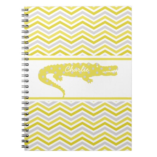 Senf Gator auf Zickzack Personalisiertem Notebook Notizblock (Vorderseite)