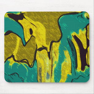 Senf Gelb Aquamarin Abstrakt Mousepad
