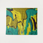 Senf Gelb Aquamarin Abstrakt Wandteppich (Vorderseite (Horizontal))