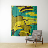 Senf Gelb Aquamarin Abstrakt Wandteppich (Beispiel)