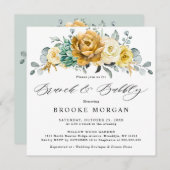 Senf Gelb Blumenkäse Grüner Brunch und Bubbly Einladung (Vorne/Hinten)