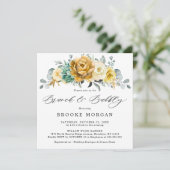 Senf Gelb Blumenkäse Grüner Brunch und Bubbly Einladung (Stehend Vorderseite)