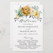 Senf-Gelb-Salbei-Hochzeitsprogramm (Vorne/Hinten)