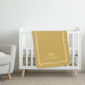 Senf-Gelbe Wavy-Grenze Mit Monogramm Sherpadecke