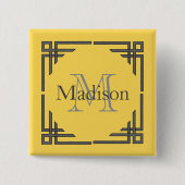 Senf-gelber grauer geometrischer button (Vorderseite)