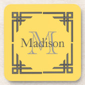 Senf-gelber grauer geometrischer untersetzer (Vorderseite)