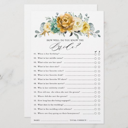 Senf Gelbes Brautparty (Vorne/Hinten)