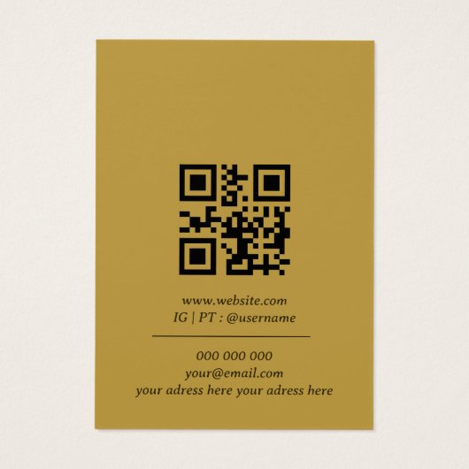 Senf gelbes Gold QR-Code-Kette Display-Karte (Rückseite)