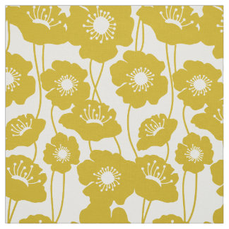 Senf-gelbes Mohnblumen-Muster Stoff