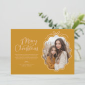 Senf Gelbes Rosa Foto Feiertagskarte (Stehend Vorderseite)