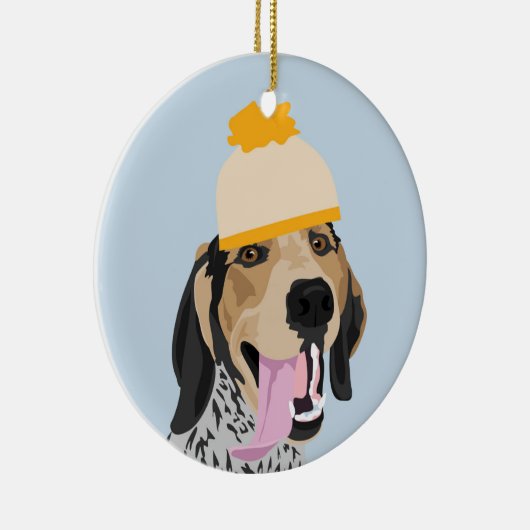 Senf-Hutcoonhound-Verzierung Keramik Ornament (Rechts)