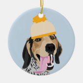 Senf-Hutcoonhound-Verzierung Keramik Ornament (Vorne)