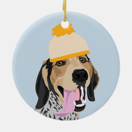Senf-Hutcoonhound-Verzierung Keramik Ornament (Hinten)
