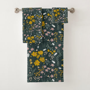 Senf Käfer und Bienen Bohemische Wildblumen Badhandtuch Set
