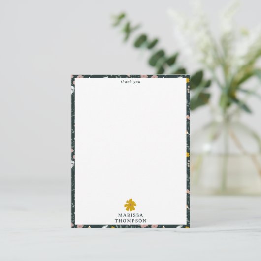 Senf Käfer und Bienen Bohemische Wildblumen Dankeskarte (Stehend Vorderseite)