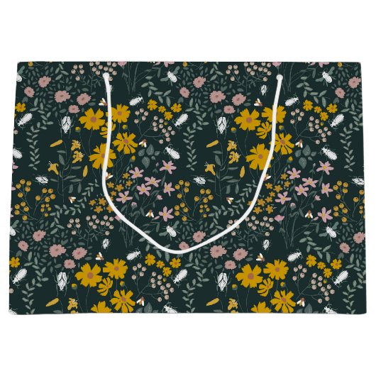 Senf Käfer und Bienen Bohemische Wildblumen Große Geschenktüte (Vorderseite)