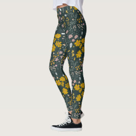 Senf Käfer und Bienen Bohemische Wildblumen Leggings