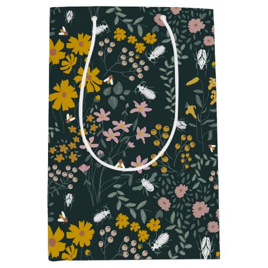 Senf Käfer und Bienen Bohemische Wildblumen Mittlere Geschenktüte (Vorderseite)