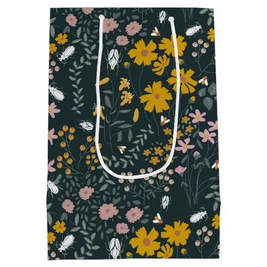 Senf Käfer und Bienen Bohemische Wildblumen Mittlere Geschenktüte (Rückseite)