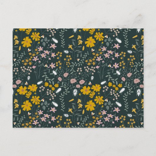 Senf Käfer und Bienen Bohemische Wildblumen Postkarte (Vorderseite)