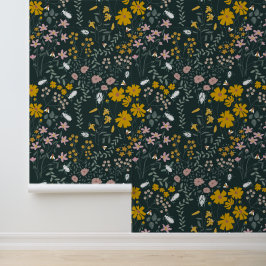 Senf Käfer und Bienen Bohemische Wildblumen Tapete