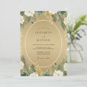 Senf-Laub-Sage-Hochzeit Einladung (Stehend Vorderseite)