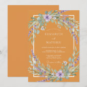 Senf-Lavendel-Wildblumen-Hochzeit Einladung (Vorne/Hinten)