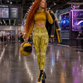 Senf Mechanischer Android 1980er Jahre Futuristisc Leggings