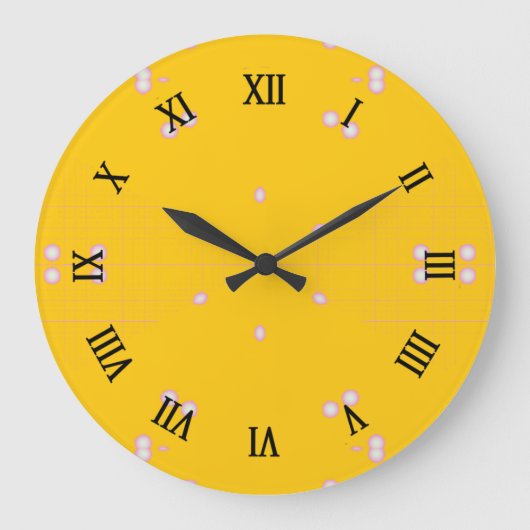 Senf mit weißen Punkten Große Wanduhr (Vorderseite)
