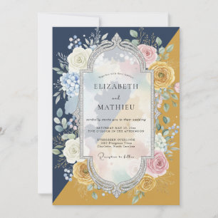 Senf Mitternacht Gemalte Hochzeit Einladung