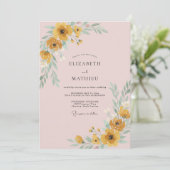 Senf-Mohn-Rosé-Hochzeit Einladung (Stehend Vorderseite)