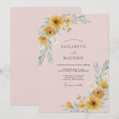 Senf-Mohn-Rosé-Hochzeit Einladung (Vorne/Hinten)