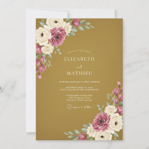 Senf-Pflaume-Aquarell-Hochzeit Einladung