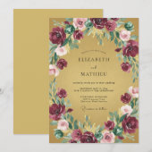 Senf-Pflaume-Kranz-Hochzeit Einladung (Vorne/Hinten)