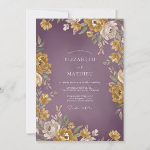 Senf-Pflaume-Ranunculus-soft-Eukalyptus-Hochzeit Einladung