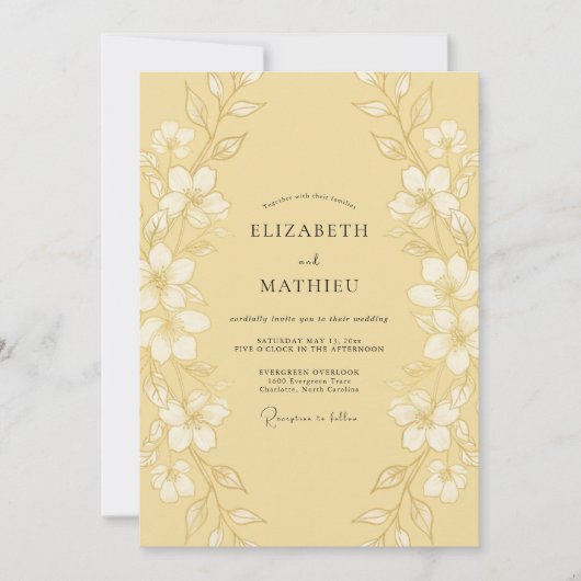 Senf Raffinierte Botanische Hochzeit Einladung (Vorderseite)