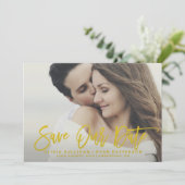 Senf Rustikale Kalligraphie Rette unsere Datumskar Save The Date (Stehend Vorderseite)