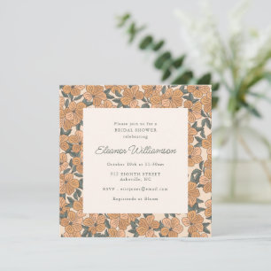 Senf-Salbei-Blumenmuster-Bridal-Shower-Quadrat Einladung