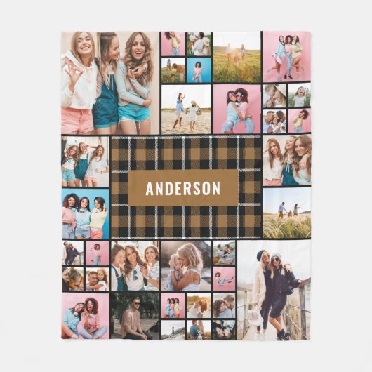 Senf Schwarz kariert moderne minimale Pampas 34 Fo Fleecedecke (Vorderseite)