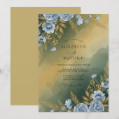Senf Stahl Blatt Hochzeit Einladung (Vorne/Hinten)