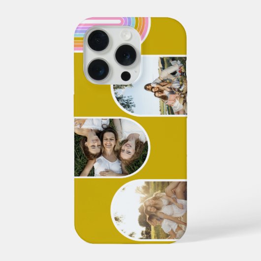 Senf Süße Moderne 3-Foto-Layout individuell iPhone Hülle (Rückseite)