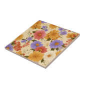 Senf-Terrakotta-Blau-Wildblume Fliese (Seite)