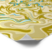 Senf und Blue Abstrakt Fluid Art Poster (Ecke)