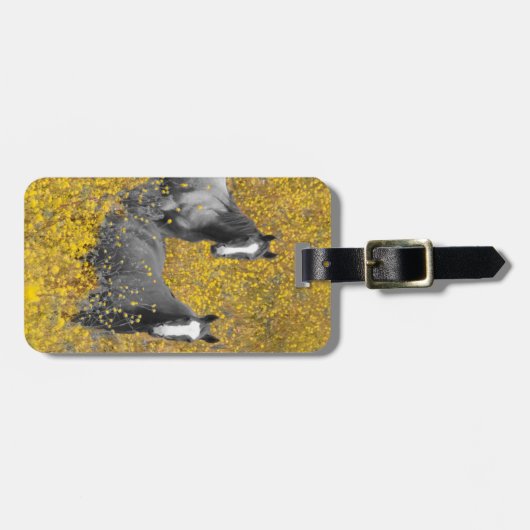 Senf und Pferde Gepäckanhänger (Vorderseite horizontal)