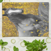 Senf und Pferde Küchentuch (Gefaltet)