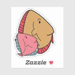 Senf- und Rosa-Fische Aufkleber