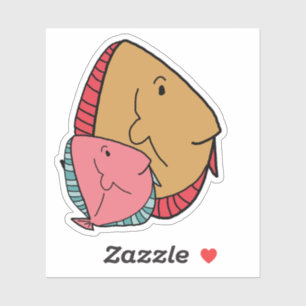 Senf- und Rosa-Fische Aufkleber