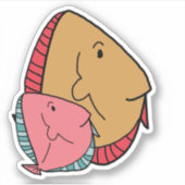 Senf- und Rosa-Fische Aufkleber (Vorderseite)